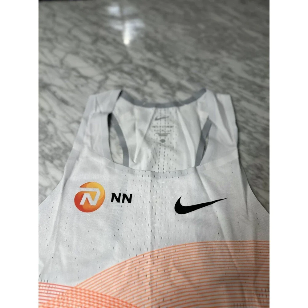 Nike ADV AeroSwift NN Track Singlet Tank Mens Medium White Orange DV7714-100